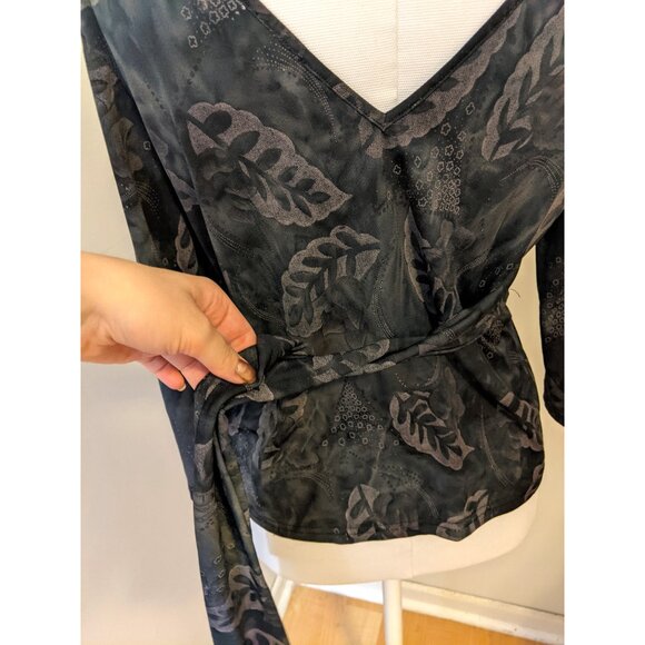 Vintage Y2K Fairweather V-Neck Babydoll Top Floral Whimsygoth Vamp Fairycore L - Picture 8 of 10